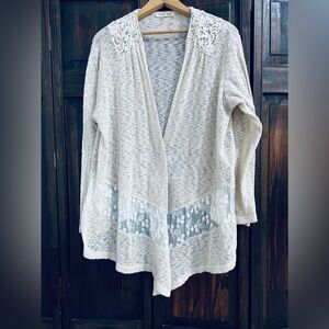 Indigo soul, cream cardigan, lace size‎ extra large
